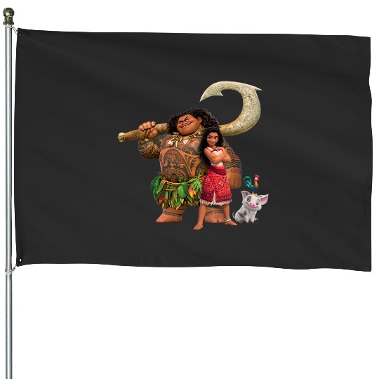 Disney Moana 2 Maui Pua Heihei Ready for a New Adventure House Flags