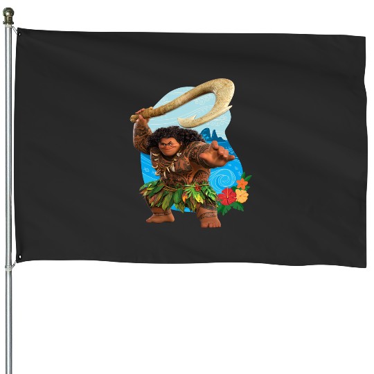 Disney Moana 2 Tropical Island Adventure Maui with Fish Hook House Flags