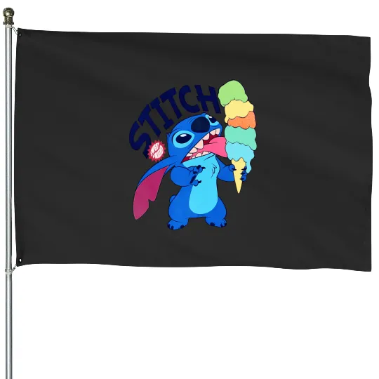 Disney Stitch Eat Ice Cream House Flags, Stitch House Flags, Disney House Flags, Disneyland House Flags