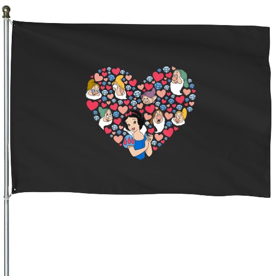 Disney Snow White and the Seven Dwarfs Heart Valentines Day House Flags
