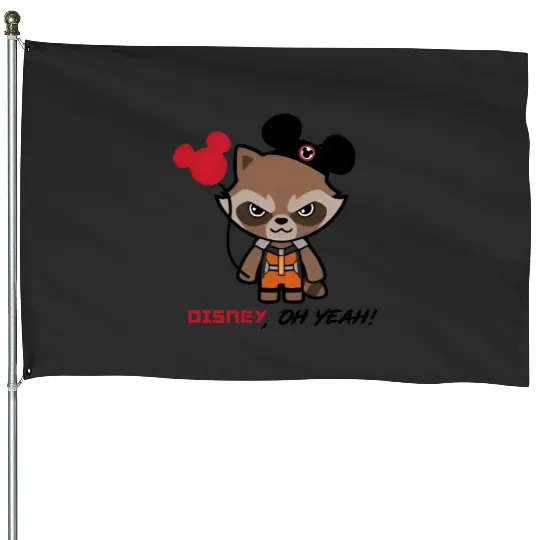 Disney Rocket Raccoon Mickey Ears House Flags, Disney Guardians Of The Galaxy House Flags