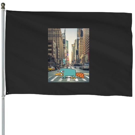 Disney Phineas And Ferb Perry The Platypus Crossing The Road House Flags