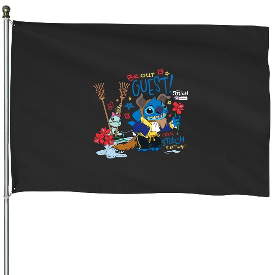 Disney 100 Stitch in Costume The Beast Be Our Guest & Scrump House Flags