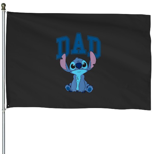 Disney Lilo Stitch Vintagess Dad Cool Stitch Collegiate Logo Premium House Flags
