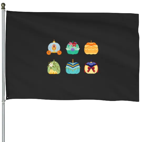 Disney Princess Pumpkins Fall Autumn Six Pumpkin Princesses House Flags