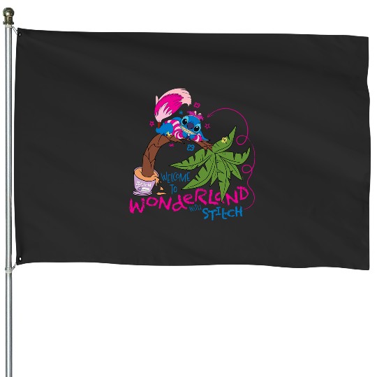 Disney 100 Stitch in Costume Cheshire Cat Wonderland Welcome House Flags