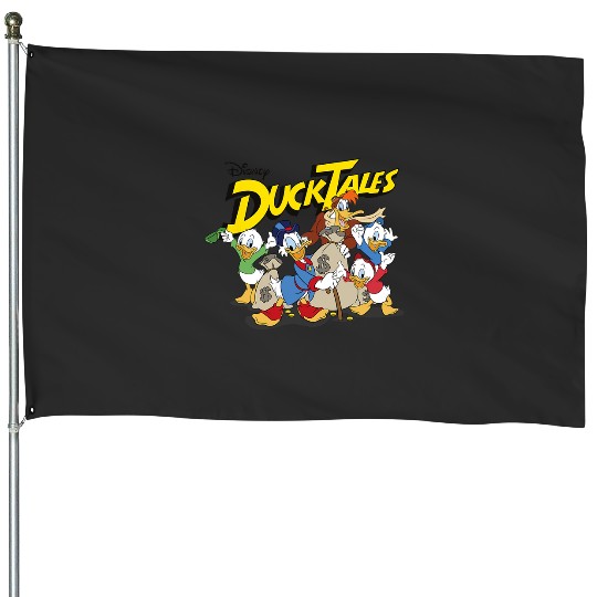 Disney DuckTales Main Cast With Money Bags Group Shot House Flags