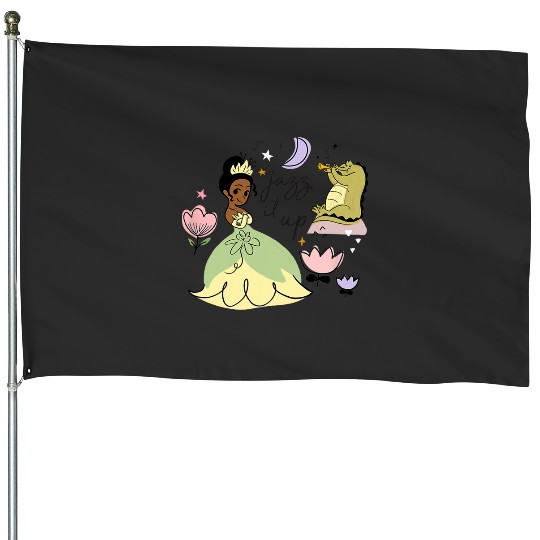 Disney The Princess And The Frog Tiana Jazz It Up Floral House Flags