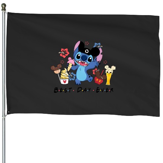Disney Stitch Best Day Ever House Flags, Disney Stitch House Flags