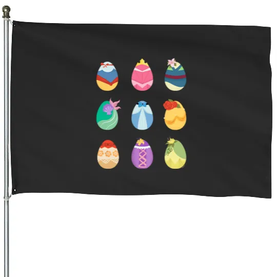 Disney Princess Easter Spring Nine Decorated Easter Eggs House Flags