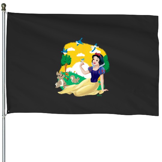 Disney Princess - Snow White Forest Scene Bunnies Birds House Flags