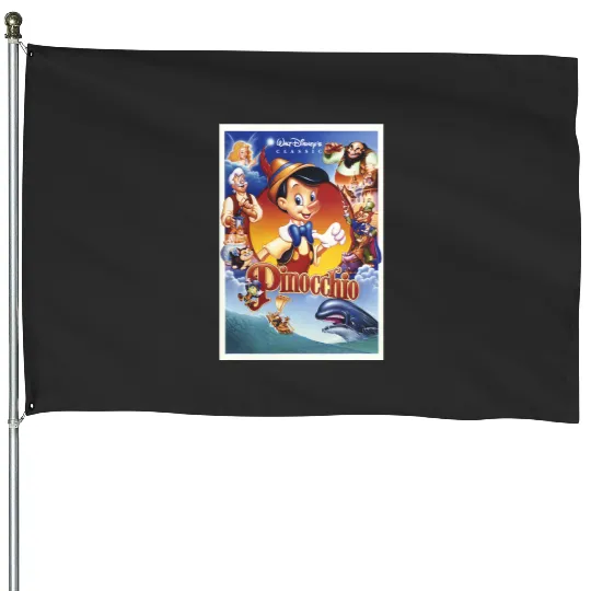 Disney Pinocchio Movie Poster Group Shot House Flags
