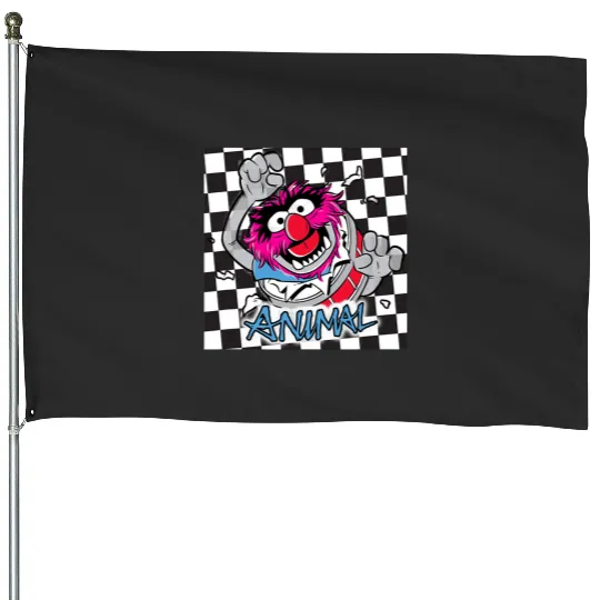 Disney The Muppets Rockstar Animal Checkerboard Portrait House Flags