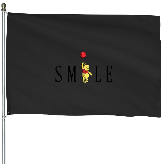 Disney Winnie The Pooh Smile Pooh Hanging Onto Red Balloon House Flags