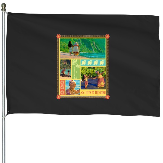 Disney Moana and Gramma Tala Listen to the Ocean House Flags