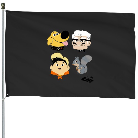 Disney Pixar Up Carl Russell Dug & Squirrel Group Shot House Flags