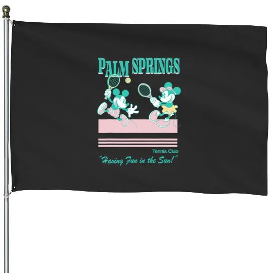 Disney Mickey And Friends Palm Springs Tennis Club Vintages House Flags
