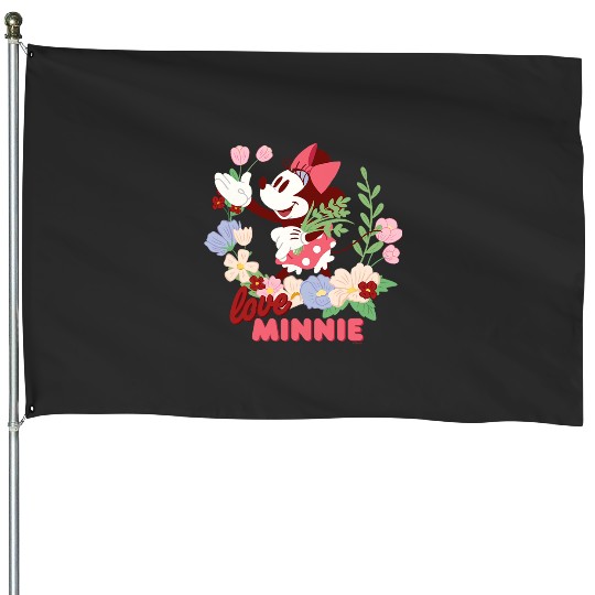 Disney Love Minnie Mouse Botanical Garden Flowers Spring House Flags
