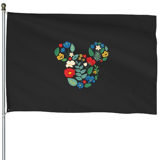 Disney Mickey Mouse Head Shape Icon Flowers Garden Spring House Flags