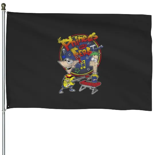 Disney Phineas And Ferb-Tones Distressed Band Logo House Flags