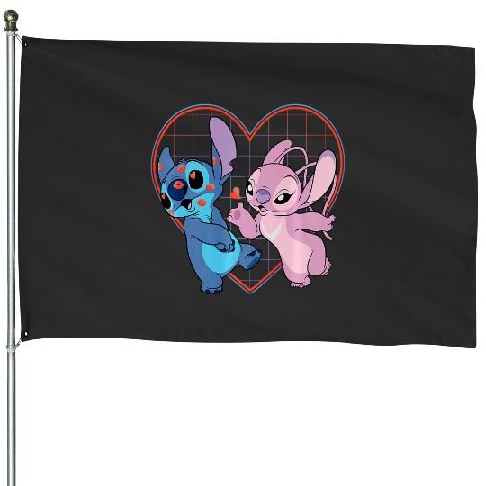 Disney Lilo and Stitch Angel Heart Kisses Premium House Flags
