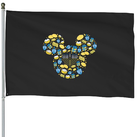 Disney Mickey Mouse Icon Hanukkah Chanukah Dreidel Menorah House Flags