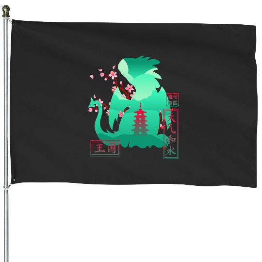 Tengu Mask Sticker: Disney Mulan Anime Mushu, Mulan and Mushu House Flags