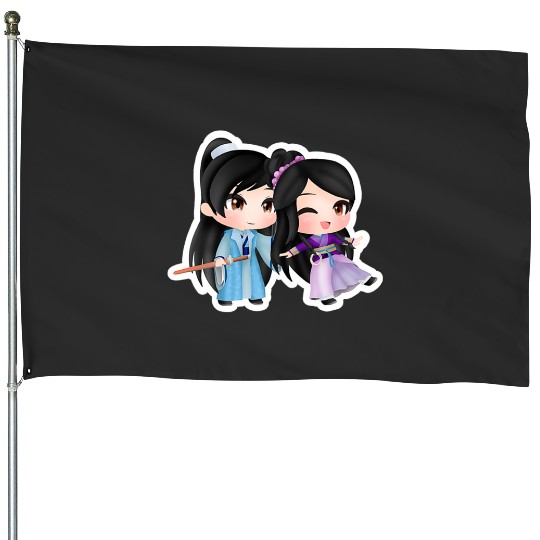 Warrior Princess Sticker4: Disney Mulan Anime Mushu, Mulan and Mushu House Flags