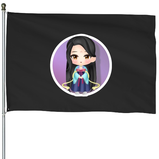 Girl and a Fox 2 Sticker: Disney Mulan Anime Mushu, Mulan and Mushu House Flags