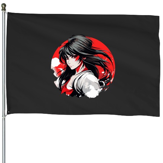 Yellow Katana Girl Sticker: Disney Mulan Anime Mushu, Mulan and Mushu House Flags