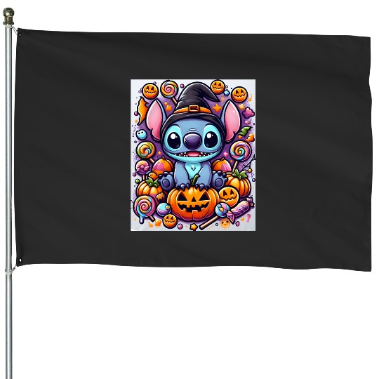 Stitch Halloween illustration Sticker, Stitch Eras Tour , Stitch Shirt, Disney Land Lilo and Stitch House Flags