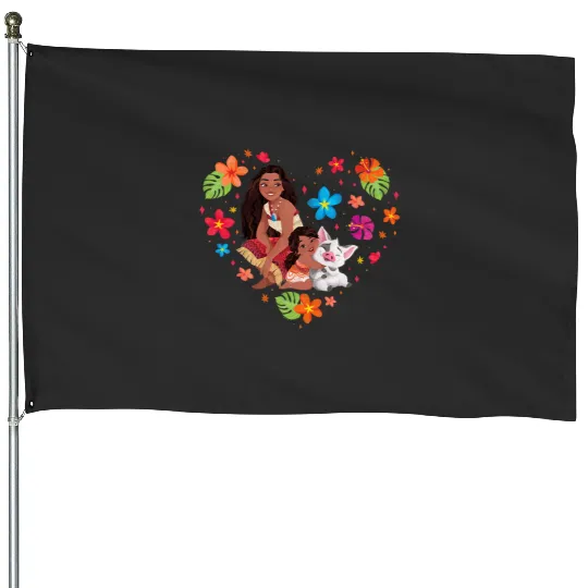 Disney Moana 2 Moana Simea and Pua Tropical Heart Sisters House Flags