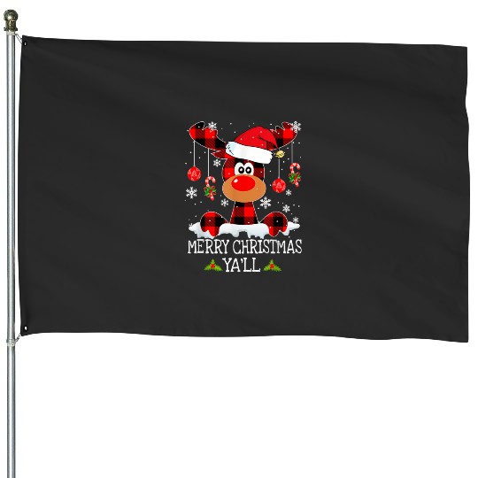 Merry Christmas Ya'll Buffalo Red Plaid Reindeer Santa Hat   : Mickey Disney Christmas, Disney Christmas House Flags