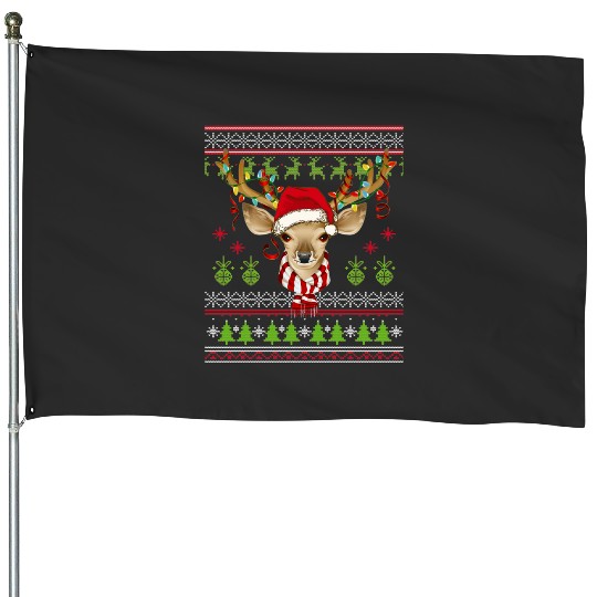 Deer Christmas Reindeer Santa Hat  : Mickey Disney Christmas, Disney Christmas House Flags