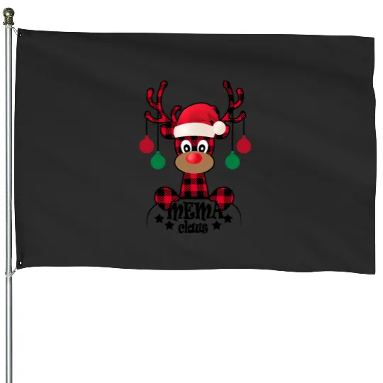 Mema Claus - Mema Christmas Buffalo Plaid Moose Reindeer  : Mickey Disney Christmas, Disney Christmas House Flags