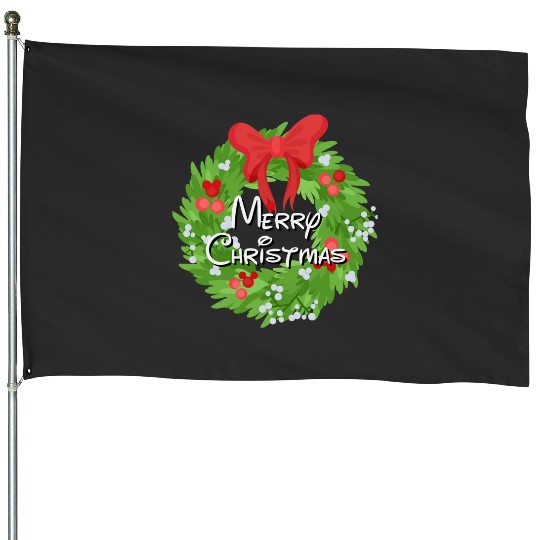 Merry Christmas Wreath House  Mouse Style  : Mickey Disney Christmas, Disney Christmas House Flags