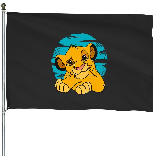Disney The Lion King Young Simba Resting Blue 90s House Flags