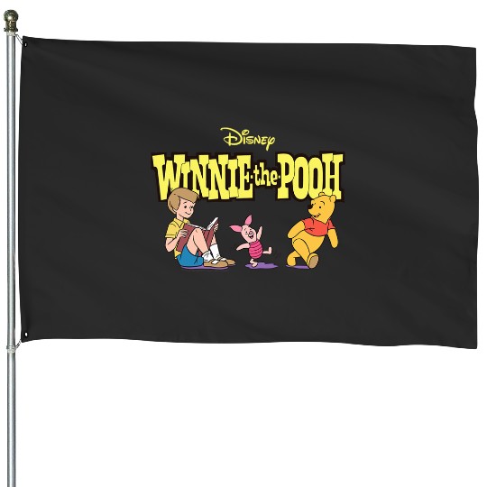 Disney Winnie the Pooh Piglet & Christopher Robin with Logo House Flags