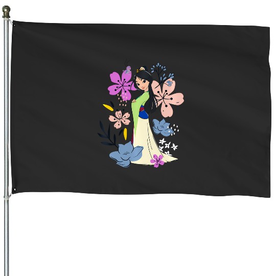 Disney Mulan Sweet Kawaii Floral Watercolor Princess Sketch House Flags