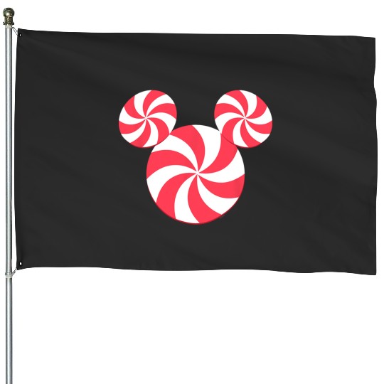 Disney NEW Mickey Icon Christmas Peppermint Candy Holiday House Flags