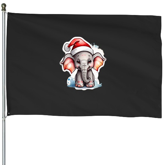 Discover Elephant wear hat Sticker, Disney Elephant Dumbo Christmas , Dumbo Christmas House Flags