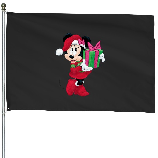 Discover Cute Girl Cartoon Mouse Holiday Present Graphic  : Mickey Disney Christmas, Disney Christmas House Flags