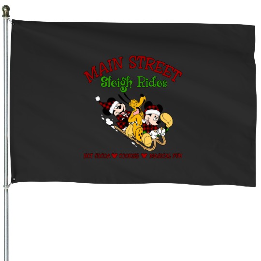 Discover Merry Christmas Friends Sleigh  : Mickey Disney Christmas, Disney Christmas House Flags
