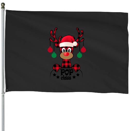 Pop Claus - Pop Christmas Buffalo Plaid Moose Reindeer  : Mickey Disney Christmas, Disney Christmas House Flags