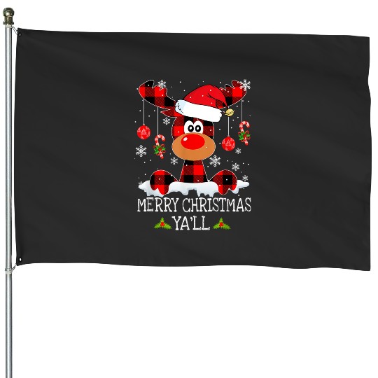 Merry Christmas Ya'll Buffalo Red Plaid Reindeer Santa Hat  : Mickey Disney Christmas, Disney Christmas House Flags