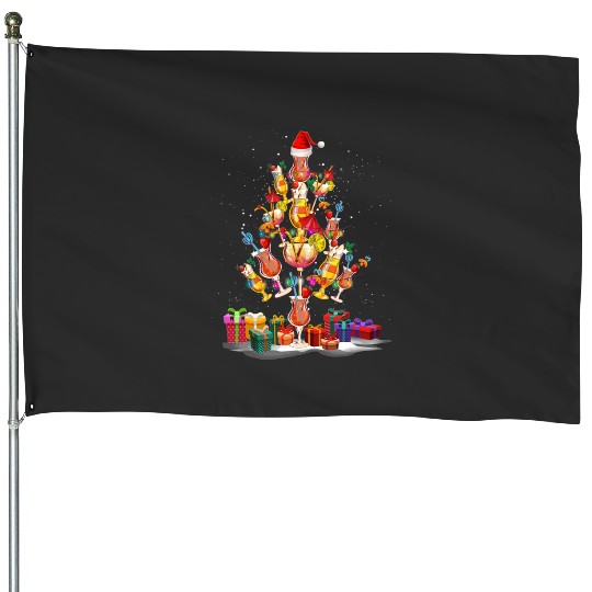 Cocktails Drinker Christmas Tree  : Mickey Disney Christmas, Disney Christmas House Flags