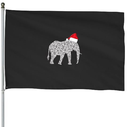 Discover Santa Hat Elephant Christmas T Shirt Zoo Animal Lover Gift  , Disney Elephant Dumbo Christmas , Dumbo Christmas House Flags