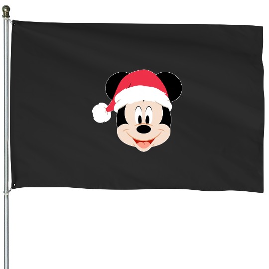 Discover Disney Mickey Mouse in Santa Hat Happy Christmas Holiday House Flags