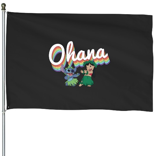 Disney Lilo Stitch Pride Ohana Rainbow House Flags