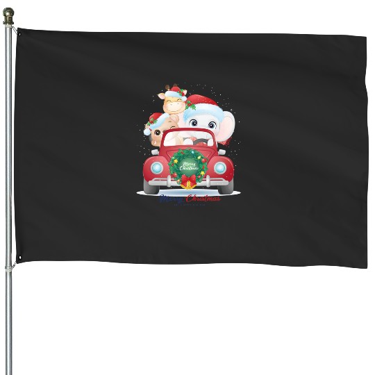 Discover Merry christmas and a happy new year Sticker2, Disney Elephant Dumbo Christmas , Dumbo Christmas House Flags